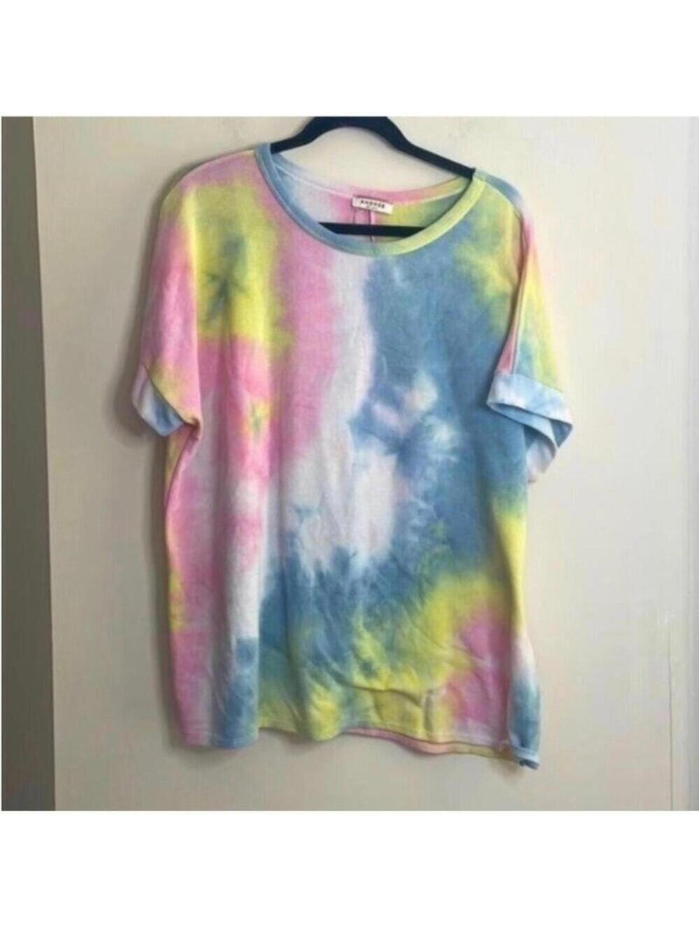 Andree by Unit Crew neck pastel tie-dye casual comfy soft Stretch shirt